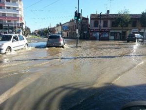 Inondations aux Arènes ce dimanche Photo : Toulouse Infos