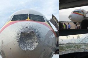 Un Airbus A320 atterrit en urgence en Chine pour cause de grêle Photo : Red Climática Mundial